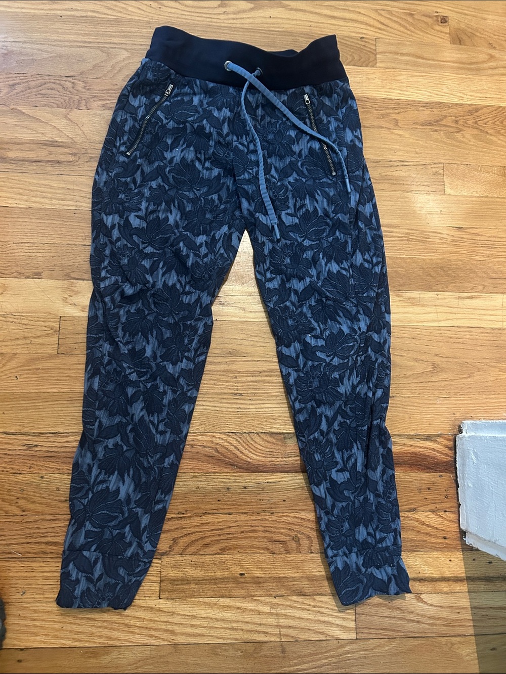 Athleta Navy & Black Floral Jogger Leggings